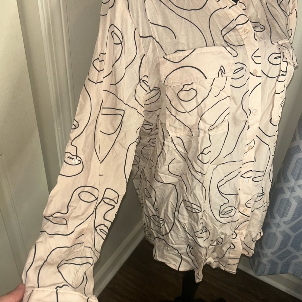 Abstract Patterned Beige Shirt - image 3